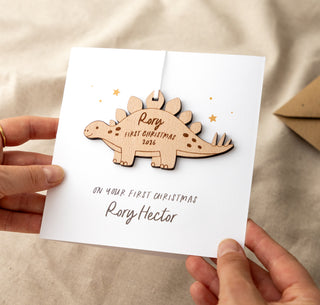 First Christmas Dinosaur Tree Decoration Keepsake Card