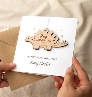 First Christmas Dinosaur Tree Decoration Keepsake Card