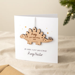 First Christmas Dinosaur Tree Decoration Keepsake Card