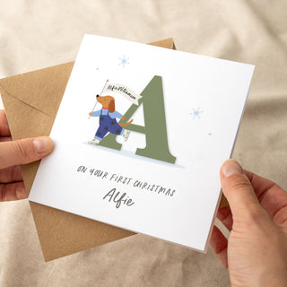 Festive Friend Large Initial Christmas Card