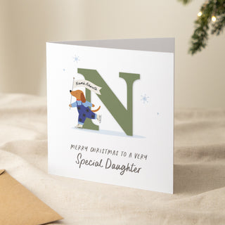 Festive Friend Large Initial Christmas Card