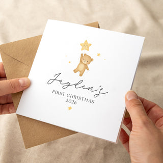 Personalised Teddy Bear First Christmas Greetings Card