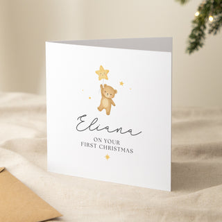Personalised Teddy Bear First Christmas Greetings Card