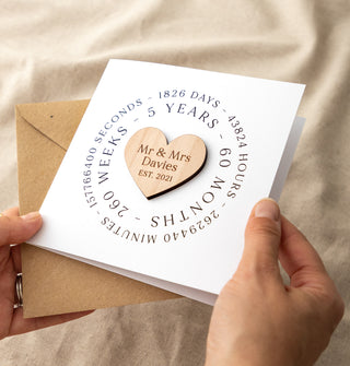Circular Timeline 5 Year Wood Anniversary Card