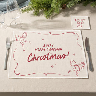 Christmas Bows Personalised Placemat and Coaster Set