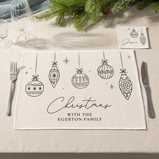 Christmas Baubles Personalised Placemat and Coaster Set