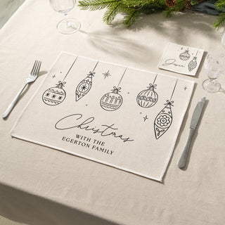 Christmas Baubles Personalised Placemat and Coaster Set