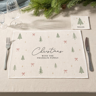Christmas Trees Personalised Placemat and Coaster Set
