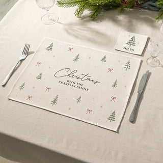 Christmas Trees Personalised Placemat and Coaster Set