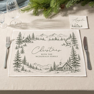 Winter Toile Personalised Placemat and Coaster Set