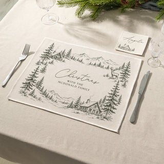 Winter Toile Personalised Placemat and Coaster Set