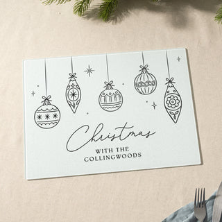 Christmas Baubles Personalised Glass Chopping Board