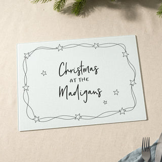 Starry Wreath Personalised Glass Chopping Board