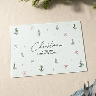Christmas Trees Personalised Glass Chopping Board