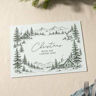 Winter Toile Personalised Glass Chopping Board
