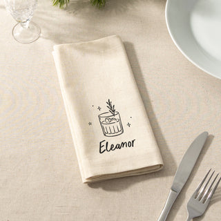 Festive Drinks Personalised Linen Napkin Set
