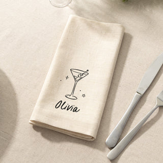 Festive Drinks Personalised Linen Napkin Set