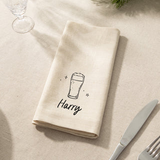 Festive Drinks Personalised Linen Napkin Set