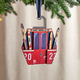 Wooden Ski Lift Family Christmas Decoration