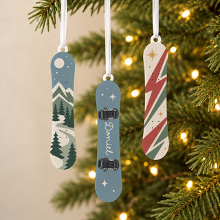Personalised Festive Snowboard Christmas Decoration Set