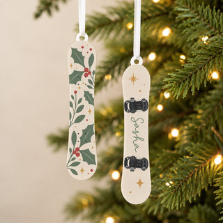 Personalised Festive Snowboard Christmas Decoration Set