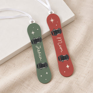 Personalised Festive Snowboard Christmas Decoration Set