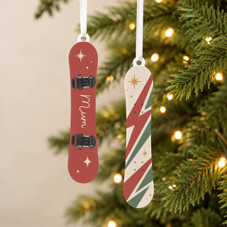 Personalised Festive Snowboard Christmas Decoration Set