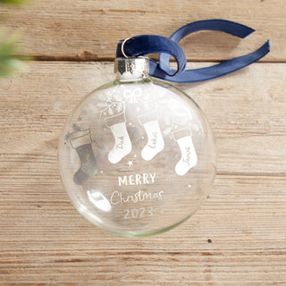 Foiled Stockings Family Christmas Bauble