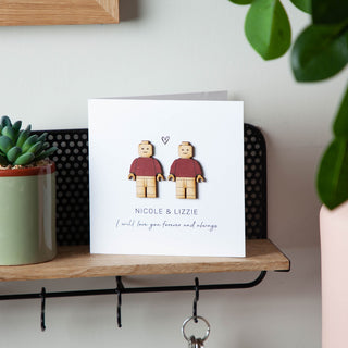 Wooden Character Couple Keepsake Card