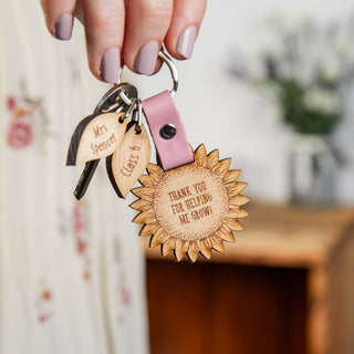 Thank You Teacher Sunflower Keepsake Keyring