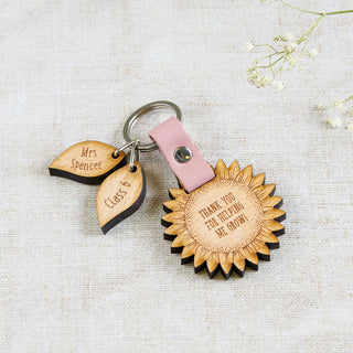 Thank You Teacher Sunflower Keepsake Keyring