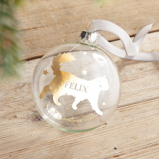 Personalised Cat Silhouette Foiled Glass Bauble