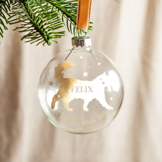 Personalised Cat Silhouette Foiled Glass Bauble