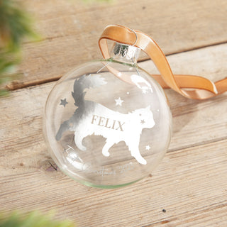 Personalised Cat Silhouette Foiled Glass Bauble