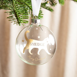 Personalised Cat Silhouette Foiled Glass Bauble