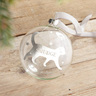 Personalised Cat Silhouette Foiled Glass Bauble