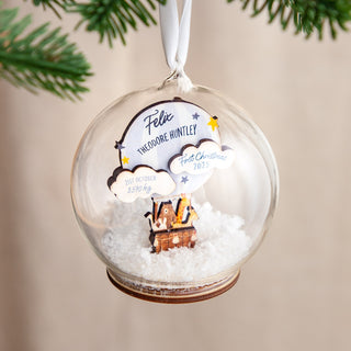 Hot Air Balloon First Christmas Baby Details Bauble