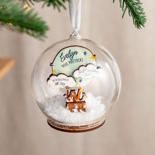 Hot Air Balloon First Christmas Baby Details Bauble