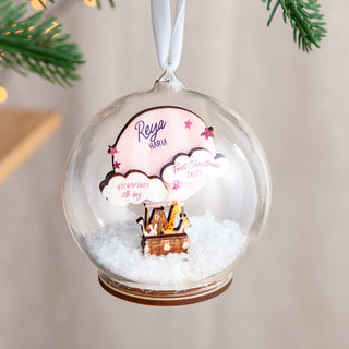 Hot Air Balloon First Christmas Baby Details Bauble