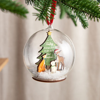 Woodland Animals and Christmas Tree Baby Details Bauble