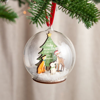 Woodland Animals and Christmas Tree Baby Details Bauble