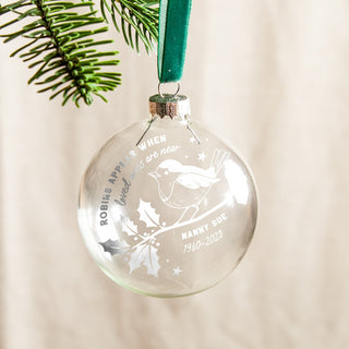 Robins Appear... Foiled Memorial Bauble