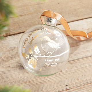 Robins Appear... Foiled Memorial Bauble