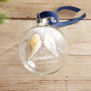 Angel Wings Foiled Memorial Bauble