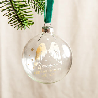 Angel Wings Foiled Memorial Bauble