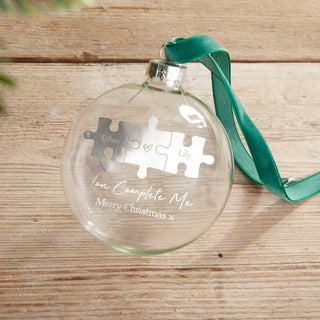 Couples Puzzle Pieces Foiled Bauble