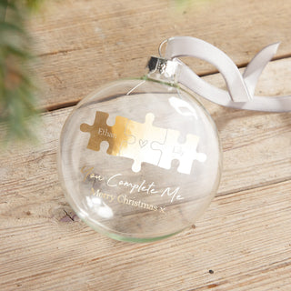 Couples Puzzle Pieces Foiled Bauble