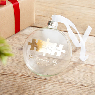 Couples Puzzle Pieces Foiled Bauble