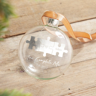 Couples Puzzle Pieces Foiled Bauble