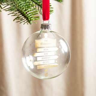 Family Signpost Foiled Bauble